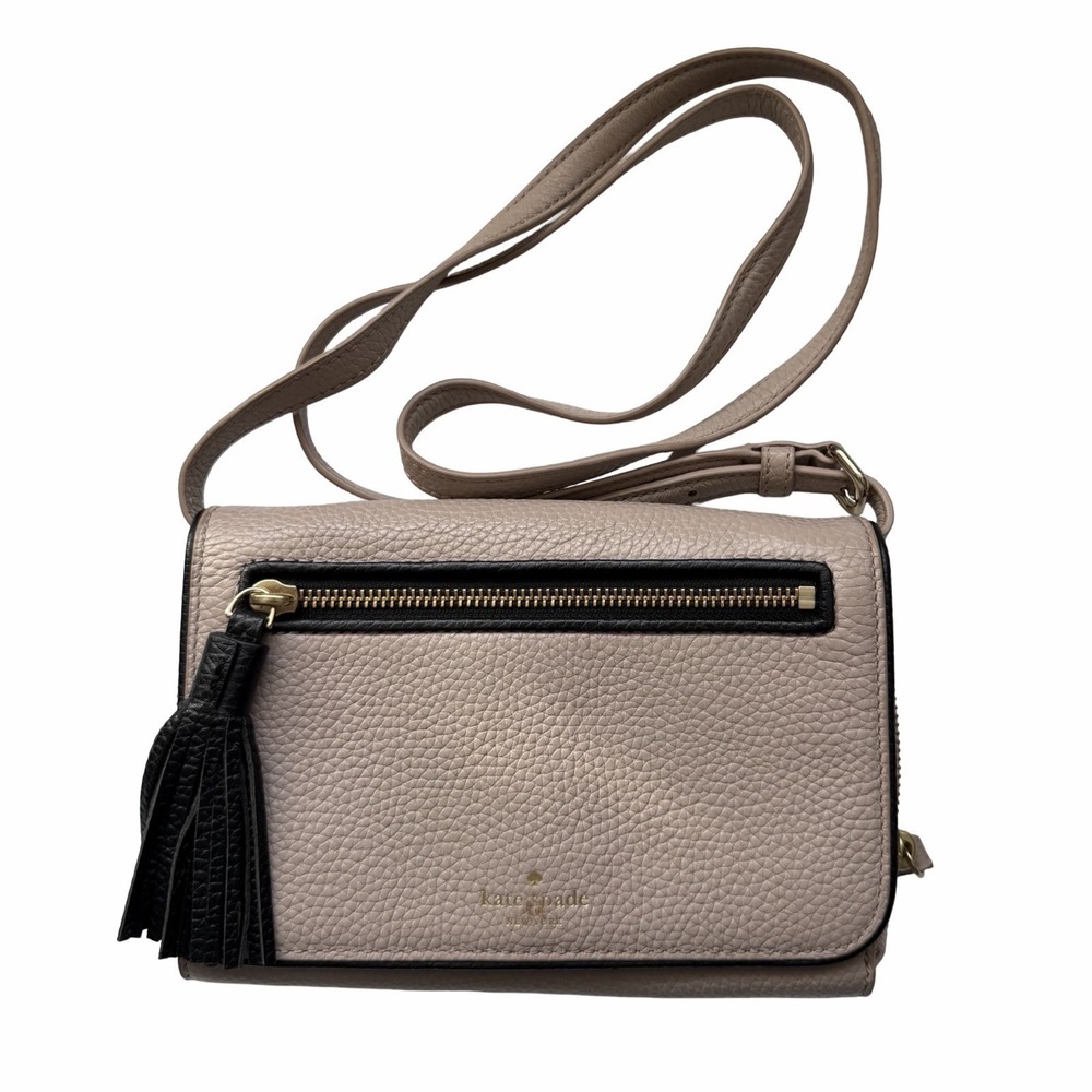 Kate Spade Chester Street Avie Pebbled Leather Tassled Crossbody Bag in Almond‎